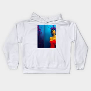 Woman taking cold shower Kids Hoodie